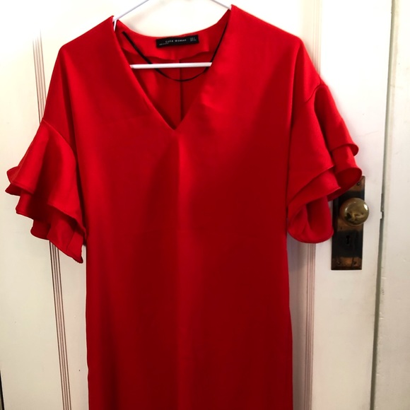 H&M Red Flutter Sleeve Dress - Picture 1 of 2